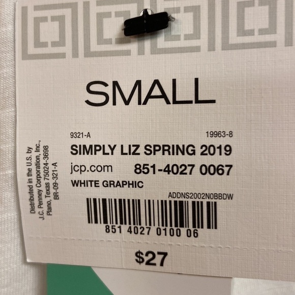 Liz Claiborne Simply Liz Tencel White Graphic Tee Small NWT - Picture 5 of 11